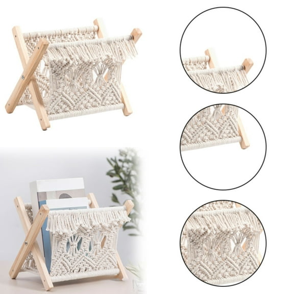 Clearance Rack under $30,Woven Storage Rack Books For Decor Folding Bookshelf Storage Shelf Towel Storage Rack Table Top Bookshelf Shelf Organizer Rack Magazine Stand Cotton Rope Magazine Shelf