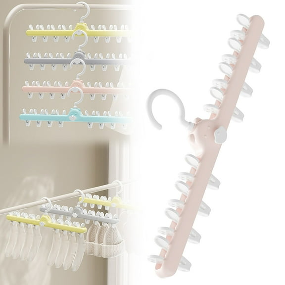 Clearance Rack under $5,Multi Functional Drying Rack With 8 Clips For Drying Socks Bras Towels Underwear Scarves Hats Socks Suitable For Family Outdoor Travel Portable