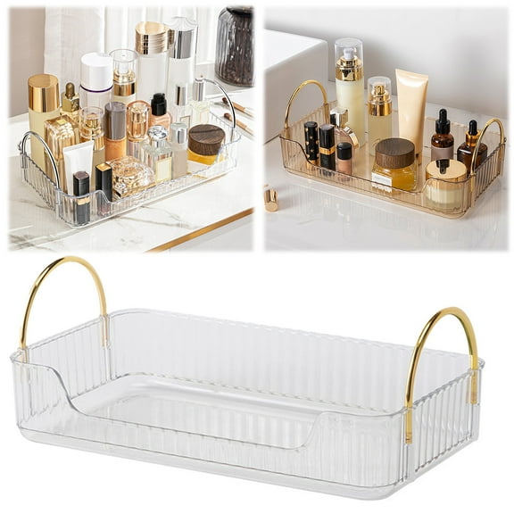 Pot Rack Easy To Use Makeup Organizer And Disposal Makeup Storage Tray With Metal Handling Capability Countertop Organizer Neatly Organized Makeup Bathroom (Single Side Storage Rack),Clear Kitchen Rac