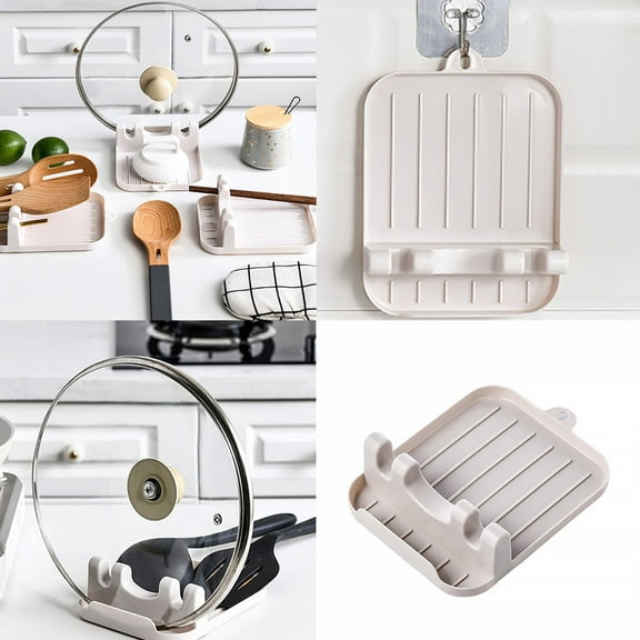 Clearance Rack under $1,Kitchen Rest With Drip Pad Heat Anti Slip PP Food Safty Spoon Rest Holder For Stove Top Spoons Ladles Tongs White