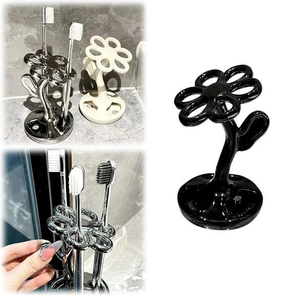 Clearance Rack under $10,Bathroom Toothbrush Rack Flower Shaped Ceramic Toothbrush Holder Can Accommodate 6 Standard Brushes