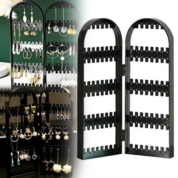 Clearance Rack under $5 Foldable Black Earrings Display Stand With 120 Holes Jewelry Organizer And Storage Rack