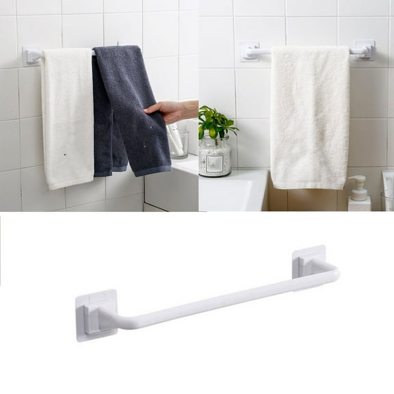 Clearance Rack under $5,Self Adhesive Towel Rod Bar Wall Bath Towel Holder Rail Rack For Kitchen Bathroo