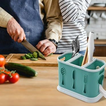 Clearance Rack under $5,Utensil Holder Cutlery Caddy Two Grids For Home Kitchen Fork Spoon Tableware Organisers