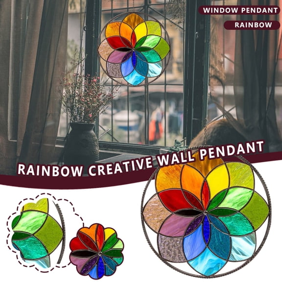 Clearance! Rainbow Modern Stained Suncatcher Window Hangings Stained Window Panel