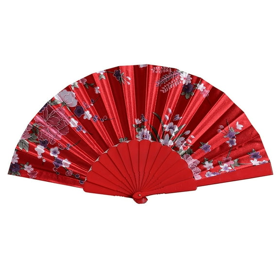 Rave Folding Fan, Large Rave Clack Folding Hand Fan UV Glow Popping Handheld Foldable Silk Fan for Music Party Drag Queene Dance Performance Decoration Gift(Red)