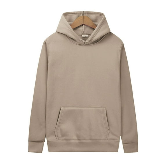 Clearance Rciityk Beige Mens Hoodies Fall Athletic Long Sleeve Sweatshirt Casual Solid Hooded Pullover Tops Fashion Outdoor Gym Sports Blouse - Fall/Winter Savings Clearance