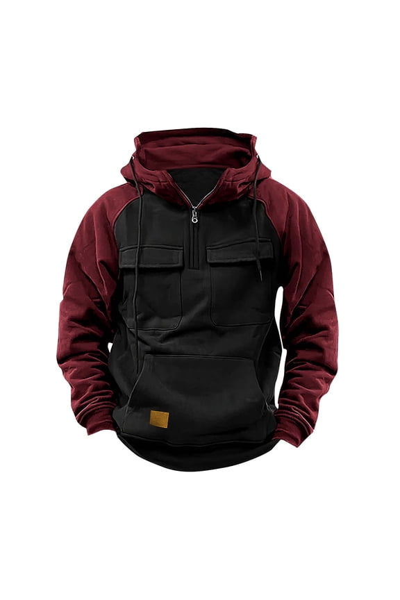Black Men's Fashion Hoodies Sweatshirts Fall Tacticals Quarter Zip Workwear Pullover Tops Long Sleeve Sports Outdoor Sweatshirts