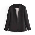 thumbnail image 1 of Clearance Rciityk Black Women Blazers for Work Casual Loose Open Front V Neck Long Sleeve Suit Jackets Fall Fashion Solid Blazer Jacket with Pocket - Fall/Winter Savings Clearance, 1 of 3