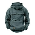 thumbnail image 1 of Rciityk Gray Hoodies for Men Fall Solid Quarter Zip Cargo Pullover Tops Casual Long Sleeve Tacticals Workout Sweatshirts, 1 of 5