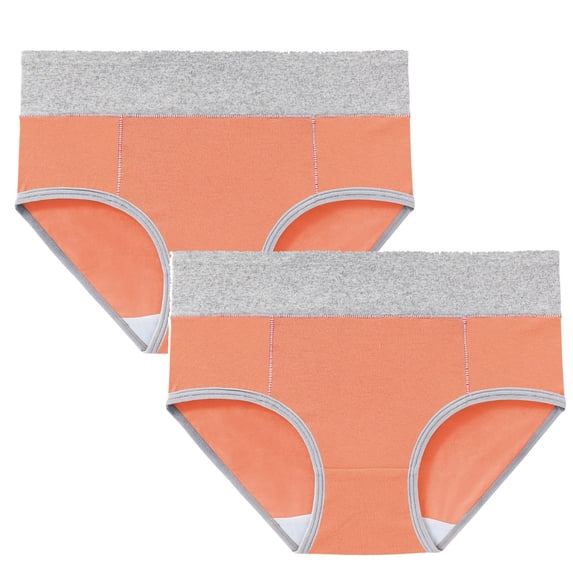 Rciityk High Waisted Womens Underwear Cotton Underwear Tummys Control Panties Soft Patchwork Underpants Full Coverages Briefs 2PCS