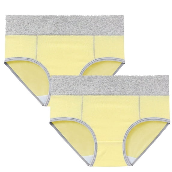 Rciityk High Waisted Womens Underwear Cotton Underwear Tummys Control Panties Soft Patchwork Underpants Full Coverages Briefs 2PCS