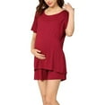 thumbnail image 1 of Rciityk Maternity Nursing Pajamas Set Short Sleeve Breastfeeding Sleepwear Double Layer Postpartum Top and Shorts Set, 1 of 4
