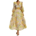 thumbnail image 1 of Rciityk Maxi Dresses for Women Casual Floral Deep V Neck Long Sleeve Spring Fall Boho Dresses Wedding Guest Holiday Beach Long Dress, 1 of 8