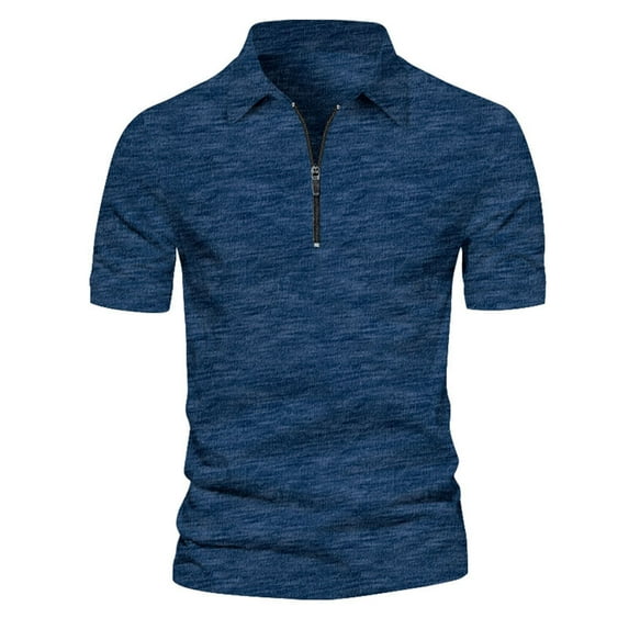 Clearance Rciityk Men's Classic Short Sleeve Half Zip Shirts Casual Short Sleeve Turndown Collar Summer Slim Casual Solid T-Shirts - Spring/Summer Savings Clearance