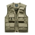 thumbnail image 1 of Rciityk Men's Fishing Vests Summer Outdoor Lightweight Work Photography Journalist Travel Vests Solid Zipper V-neck Vests Tops with Pockets, 1 of 3