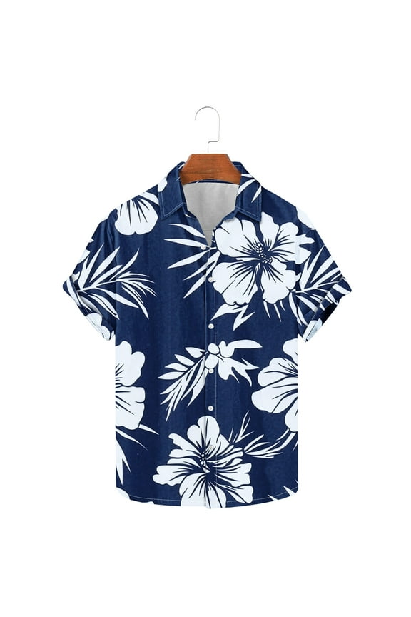 Men's Hawaiian Shirts Summer Casual Short Sleeve Button Up Shirts Top Tropical Beach Shirt Mens Vacation Shirts