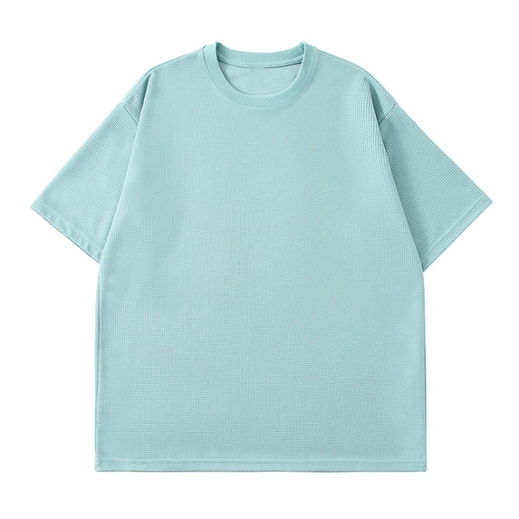 Rciityk Men's Short Sleeve T Shirts Waffles Tee Shirt Fashion Casual Loose Crew Neck T-Shirts Classic Basic Solid Pullover Tees