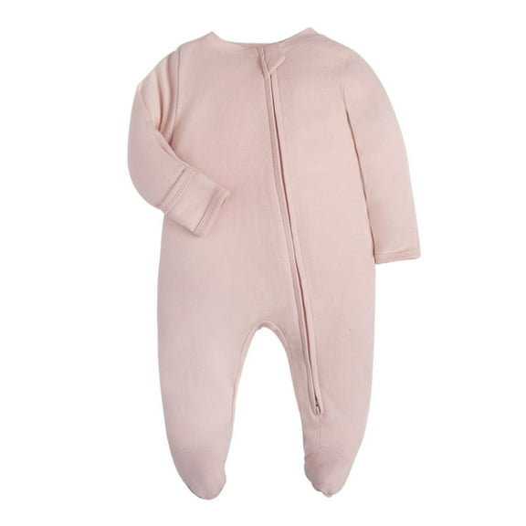 Rciityk Newborn Baby Footie Jumpsuit Rompers Baby Girls Boys Cute Solid Crewneck Jumpsuits Unisex Infant Long Sleeve Zip Front Pajamas Bodysuit