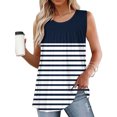thumbnail image 1 of Rciityk Summer Womens Tank Tops Casual Stripe Print Crew Neck Sleeveless Blouse Trendy Pleated Dressy Tunic Shirts, 1 of 5