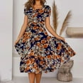 thumbnail image 1 of Clearance Rciityk Sundresses for Women Casual Summer Short Sleeve Round Neck Floral Print Long Midi Dress A-Line Swings - Spring/Summer Savings Clearance, 1 of 7