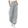 thumbnail image 1 of Rciityk Sweatpants Women High Elastic Waisted Baggy Sweatpants Winter Casual Solid Color Drawstring Jogger Lounges Trousers with Pocket, 1 of 7