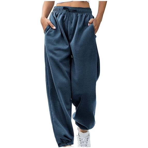 Clearance Rciityk Sweatpants for Women with Pockets Winter Fashion Elastic Waisted Workout Jogger Sweatpants Casual Solid Color Athletic Bound Ankle Trousers - Fall/Winter Savings Clearance