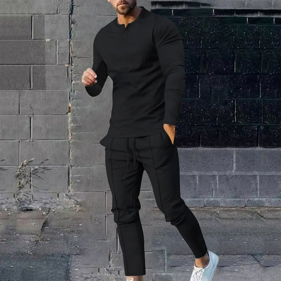 Rciityk Sweatsuits for Men 2 Piece Hoodie Patchwork Color Long Sleeve and Drawstring Sweatpant Tracksuit Fall Casual Athletic Sports Suit