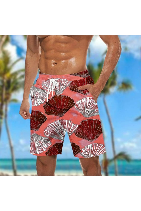 Clearance Rciityk Swim Trunks Men, Mens Bathing Suit 7 inch, Hawaiian Printed Beach Board Shorts, Summer Casual Quickly Dry Swimming Shorts with Pockets