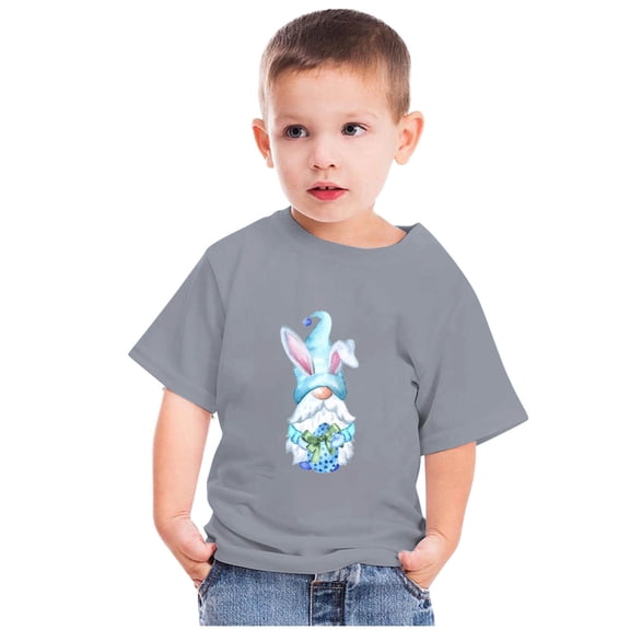 Rciityk Toddler Easter Shirt Baby Boys Girls Graphic Tees Summer Cute Bunny Gnomes Eggs Print Crew Neck Short Sleeve T-Shirt, 3 Year