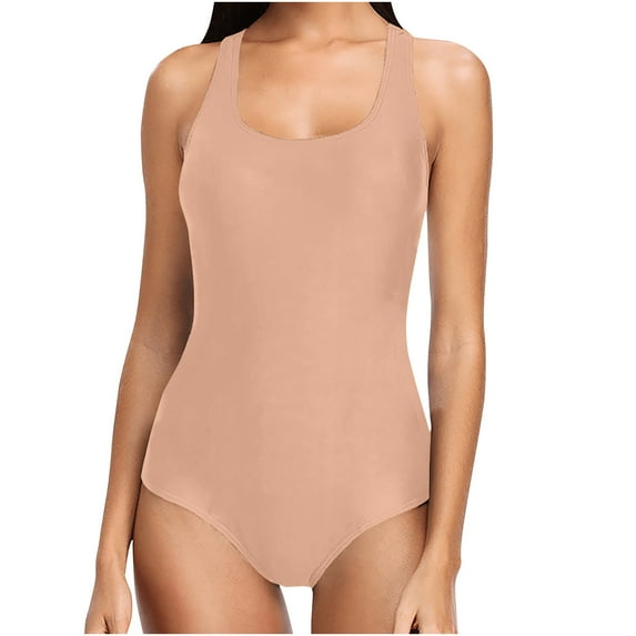 Clearance Rciityk Women Ones Piece Swimsuit Solid Color Tummys Control Round Neck Classic Bathing Suits - Spring/Summer Savings Clearance