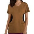 thumbnail image 1 of Rciityk Women Regular Nursing Uniform Tops V-Neck Scrub Top Casual Solid Patchwork Short Sleeve Medicals Scrub Stretch Work Tops with Pockets, 1 of 4