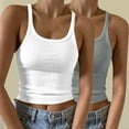 thumbnail image 1 of Rciityk Women Spaghetti Strap Tank Top Summer 2pc Round Neck Solid Color Slim Fitted Camisole, 1 of 6