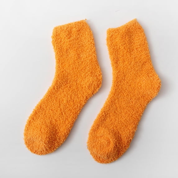 Rciityk Women's Fuzzy Slipper Socks Winter Daily Casual Home Sleeping Socks Solid Warm Cozy Fleece Soft Mid Tube Socks