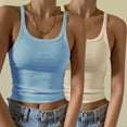 thumbnail image 1 of Rciityk Women's Scoop Neck Ribbed Tank Tops Suspender Workout Summer Casual Fitted Cami Shirt 2PC, 1 of 6