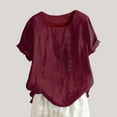 thumbnail image 1 of Rciityk Women's T-Shirt Casual Short Sleeve Loose Comfy Tops Summer Solid Color Button for Women, 1 of 5