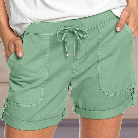 Rciityk Womens Casual Drawstring Shorts Summer Elastic Waist Shorts Comfy Casual Beach Short Baggy Sloid Color Shorts with Pockets
