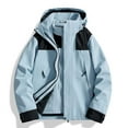 thumbnail image 1 of Rciityk Womens Rain Jacket with Hoodies Fashion Color Blocking 3 in 1 Fleece Lined Detachable Jacket Winter Water Wind Breaker Raincoat with Pockets, 1 of 3
