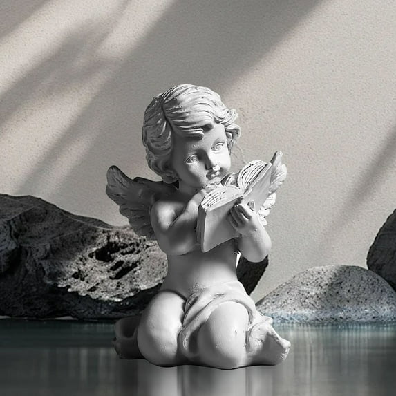 Clearance! Reading Book Angel Statue Cherub Angel Statue Figurine Indoor Outdoor Home Garden Angel Sculpture Statuette Shelf Sitter Angel Angel Memorial Statue