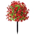 thumbnail image 1 of Clearance | Red Artificial Flowers with Detachable Garden Stake, Morning Glory Bush Yard Stakes Plastic Floral for Courtyard Garden Patio Outdoor Decoration, 1 of 5