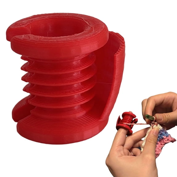 Clearance Red Crochet Finger Yarn Holder - Adjustable Knitting Ring for Crochet, Knitting, and Craft Projects (Style C)
