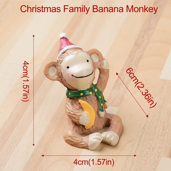 Clearance Resin Christmas Animal Figurine, Holiday Tabletop Decoration - Monkey