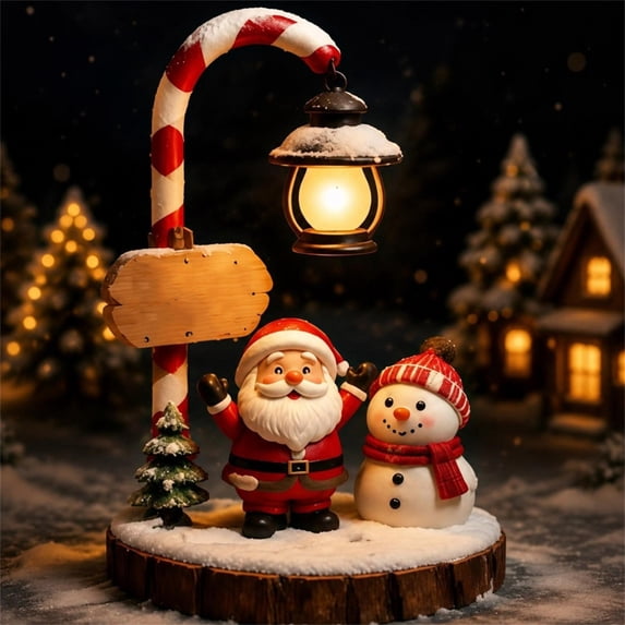 Clearance! Resin Santa Figurine Christmas Night Light, Christmas Decorations for Home, Vintage Glowing Christmas Decor for Desktop Shelf