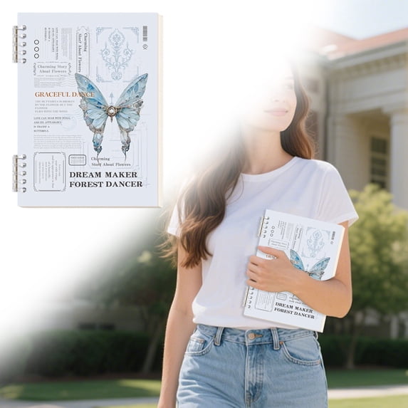 Clearance! Retro Butterfly British Notebook Sky Blue Planner Spiral Notebook