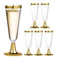 thumbnail image 1 of Clearance!Reusable Plastic Wine Glasses with Gold Rim, 5 Oz Plastic Wine glasses with Stem, 6PCS, 1 of 6