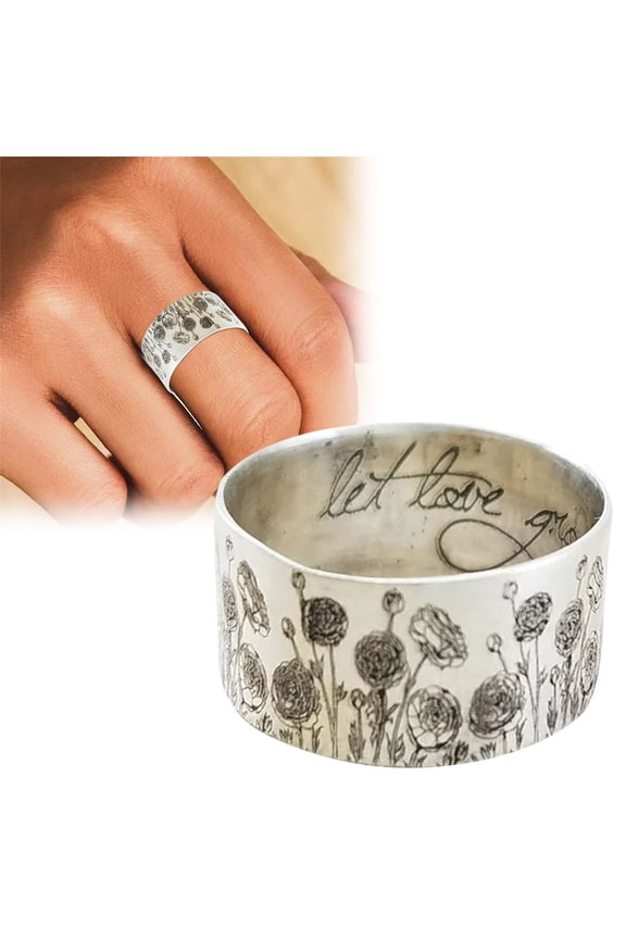 Clearance! Rings Kitecy Drawelry Personalized Birth Flower Ring Sterling Silver Engraved Month Floral 15 Wildflowers Daisy Finger Forever Love Wedding Promise Couple Rings Band Jewelry Gifts for Her