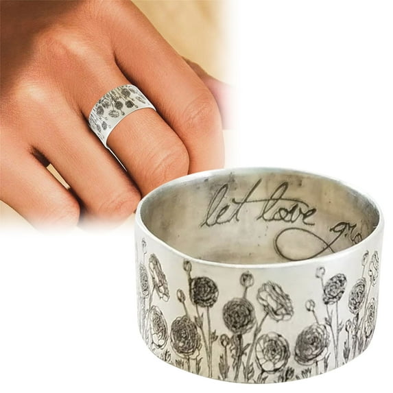 Clearance! Rings Kitecy Drawelry Personalized Birth Flower Ring Sterling Silver Engraved Month Floral 15 Wildflowers Daisy Finger Forever Love Wedding Promise Couple Rings Band Jewelry Gifts for Her