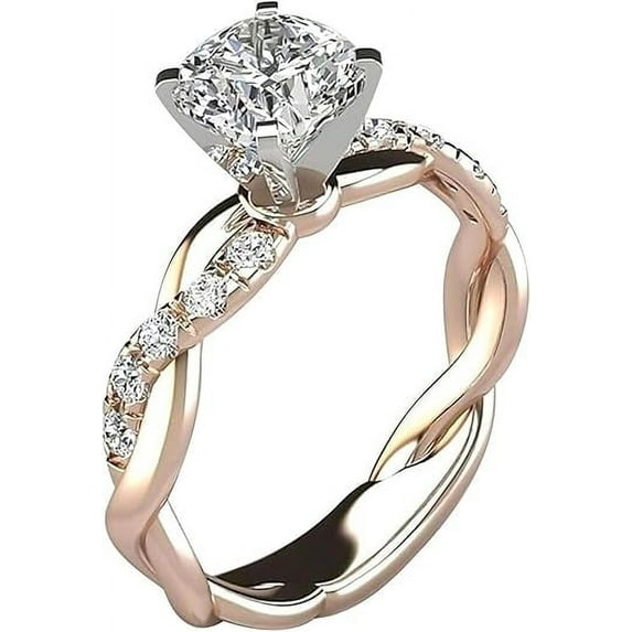 Clearance Rings,Women Diamond Six Claw Zircon Rings Engagement Wedding Rings Jewelry Gift (Rose Gold, 6)6