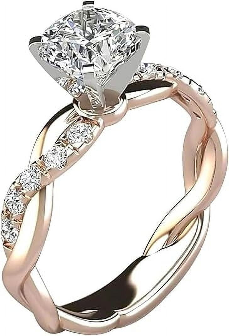 Clearance Rings,Women Diamond Six Claw Zircon Rings Engagement Wedding Rings Jewelry Gift (Rose Gold, 6)7