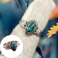 thumbnail image 1 of Clearance Rings for Women 925 Sterling Silver Marquise Cut Retro Crack Turquoise Leaf Ring, 1 of 6
